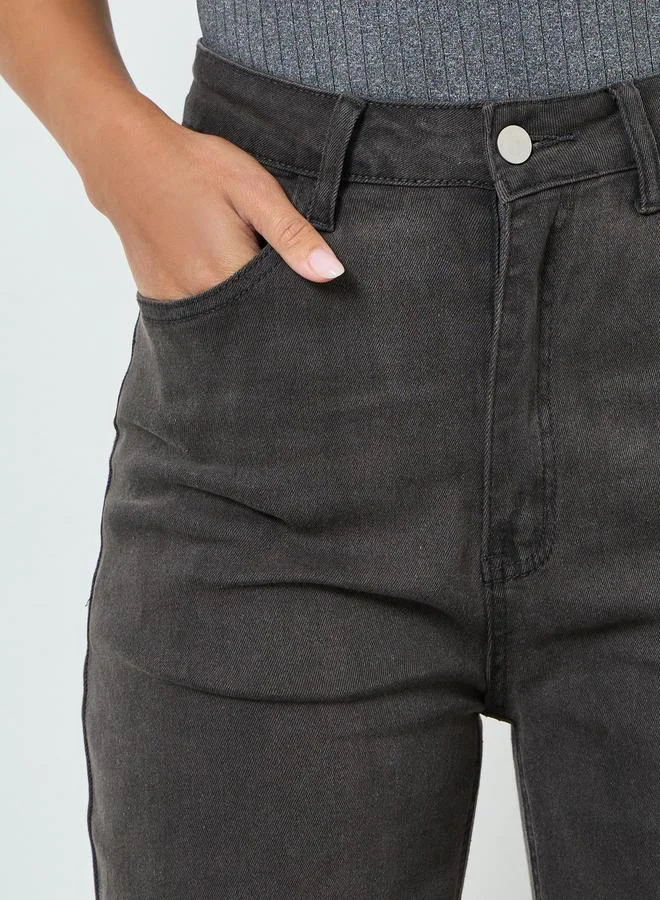 Styli Women Grey High Rise Straight Leg Jeans